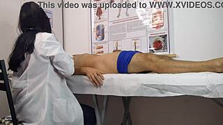 Patient's cock gets hard in front of Brazilian nurse during checkup