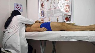 Patient's cock gets hard in front of Brazilian nurse during checkup