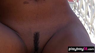 Asian hottie Angel Constance strips outdoors, showing petite skinny body and natural tits 😍