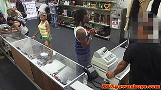 Girlfriend's Hidden Cam Captures Intense Pussypounding for Quick Pawnshop Credit with Cumshot Facial