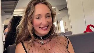 Why Play with Pierced Nipples in Sheer Top on Train with People Watching?