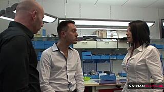 Milf Katya Sikova's ass gets tag teamed by two hung colleagues in rough gaping anal fuck with blowjob and riding action 4k teaser