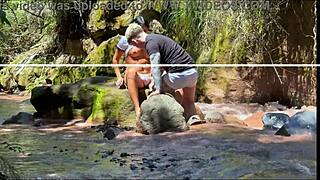 Amateur Couple Films Fucking With Hermanastro In River!