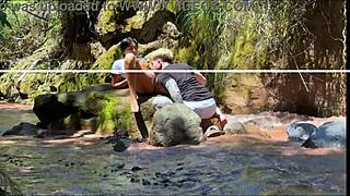 Amateur Couple Films Fucking With Hermanastro In River!