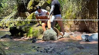 Amateur Couple Films Fucking With Hermanastro In River!