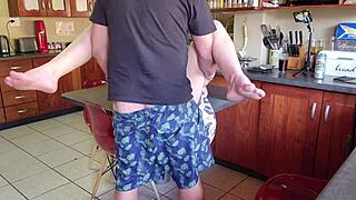 Neighbor's wife turns into screaming slut. She bites herself during orgasm on his big cock.