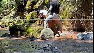 Amateur Couple Films Fucking With Hermanastro In River!