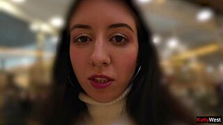 Teen 18+ experiences public pee in jeans while in shopping mall with fetish flashing