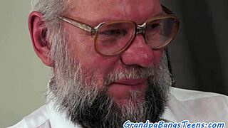 In a casual story, the chubby European babe gets creampied by the old man. She rides his cock with her shaved pussy and tattooed body.