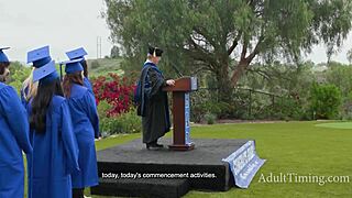 diplomas get addressed during an outdoor party gathering