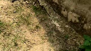 outdoor fucking with my husband's brother on the ranch bent over with big ass and tits.