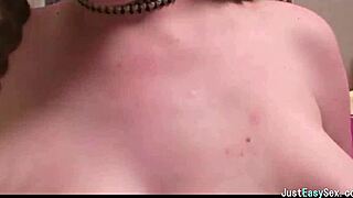 pigtailed brunette teases and fondles her massive tits in solo play.