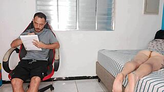 Horny stepsister exposes her big ass to tease her stepbrother into rough doggystyle!