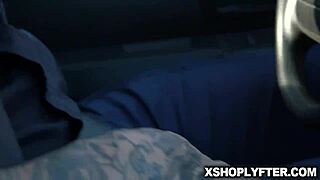 lp officer pulls out his big cock and the two shoplifter teens wrap their lips around it for a wild blowjob