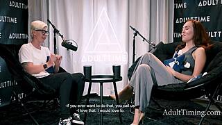 Petite redhead pornstar discusses her lesbian experiences during intimate casting interview with Bree Mills and Freya Parker