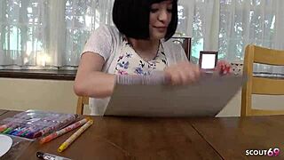 Why does this petite Japanese teen with long nipples beg her classmate for a dripping creampie in rough first-time sex?