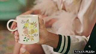 Vixenplus dream mom alexis with big tits cheats on blowjob and deepthroat for college stud. She rides missionary and licks pussy in interracial cum on tits action.