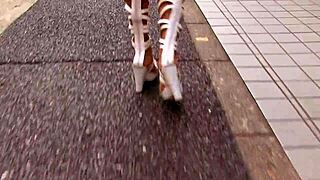 Asian girl joins threesome for anal creampie and blowjob action