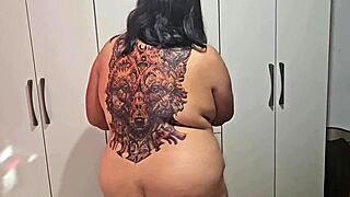 chubby bbw swallows her milk slowly