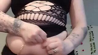 imagine your chubby girlfriend with big natural tits fingering her squirting pussy in see-through bra for roleplay fun