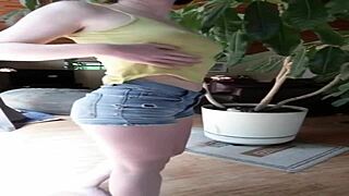 Fit girl shows off round ass while modeling various panties in high definition