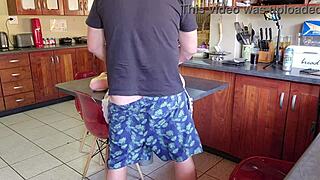 Neighbor's wife turns into screaming slut. She bites herself during orgasm on his big cock.