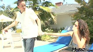 Brunette Amateur Takes Deepthroat Facial from Monster Cock