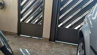 Isn't this Brazilian milf in jeans shorts teasing neighbors with her shaved pussy?