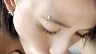 Blowjob turns into cuckold scene with cum swallowed in the mouth. The girlfriend handles it in the dorm with her friend watching.