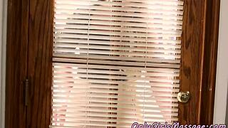 Lesbian milf gets into scissoring action with hot masseuse babe during seductive massage fantasy