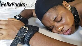 Igbo Girl Experiences First Time BDSM Bondage Submission as Sex Slave with Bent Over Doggystyle Fucking by Big Cock in Bedroom Homemade Setup