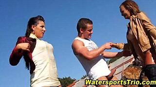 They casually engaged in an outdoor watersports threesome with golden showers. High-definition hardcore action unfolded naturally.