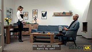 daddy4k hits hard with cheating on boyfriend by fucking his stepdaddy on the sofa instead of reading