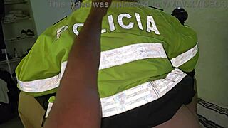 Blonde police officer rides cock in office