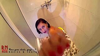 College girl bathes in baby bath and masturbates her shaved pussy in full video