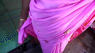 indian desi big ass bhabhi in pink saree cheating with boyfriend for hairy pussy blowjob and rough doggystyle fucking