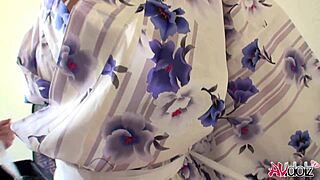 Japanese Lady Saki Aoyama with Big Natural Tits in Kimono Gives Outdoor Blowjob Handjob Fingering Leading to Moaning Orgasm Sex Uncensored