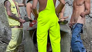 Three workers convince fragile inspector to fuck! Katty West, Service Disdiger, Falcon Al, Kit Belove join in wild group action!