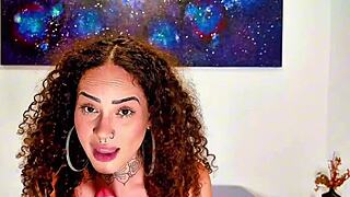 Curvy brazilian latina gags on big dildo with tits shaking in crazy solo masturbation.