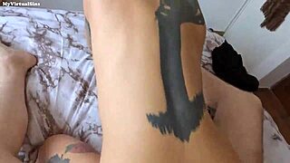 Petite Latina Teen Rides Brother's Cock with Tattoo Tits Bouncing