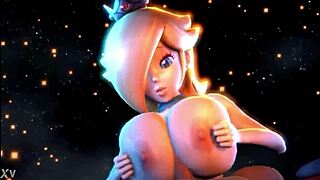 Rosalina and Peach engage in close titty interaction