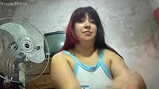 Dirty talking argentinian femdom aunt gives handjob to uncle with tiny micropene in bold cum jerk off instructions