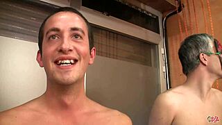 Two Spanish beauties swallow loads in intense blowbang group action with bukkake finish.