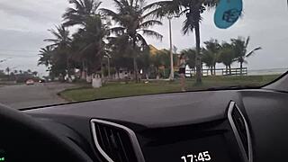 hey, check out this beautiful african girl risking public masturbation on the beach sidewalk