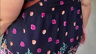 following a mature peruvian woman in skirt through lima streets casually