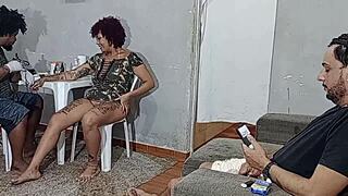 Amateur BBW wife with tattoos takes hot cum while getting inked as a cuckold watches.