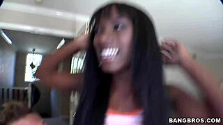 So this skinny bunny was all into that white dick, hopping on it like crazy in ebony interracial action.