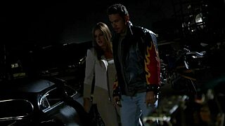 Blonde slut in high heels and fishnets takes anal creampie with gaping outdoors