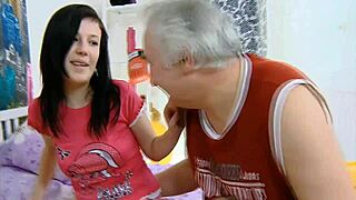 brave young 18+ cutie gets drilled by old rod in hardcore missionary