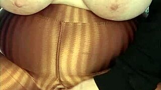 Young girl masturbates tearing leggings from arousal after gym with miniskirt